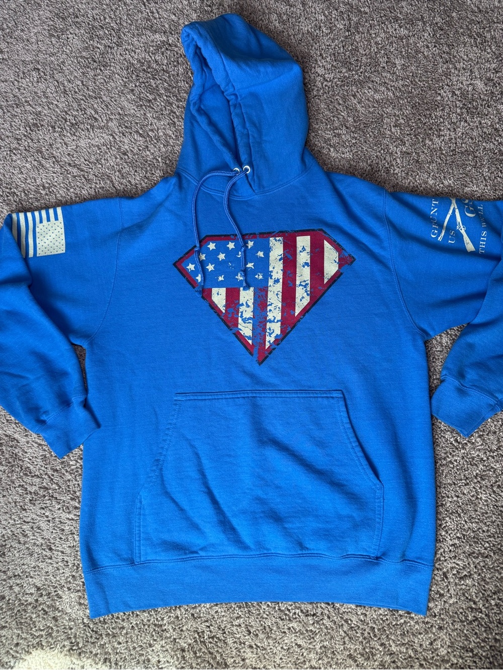 Grunt style  Patriotic Graphic Hoodie Sweatshirt - Men's Blue Pullover